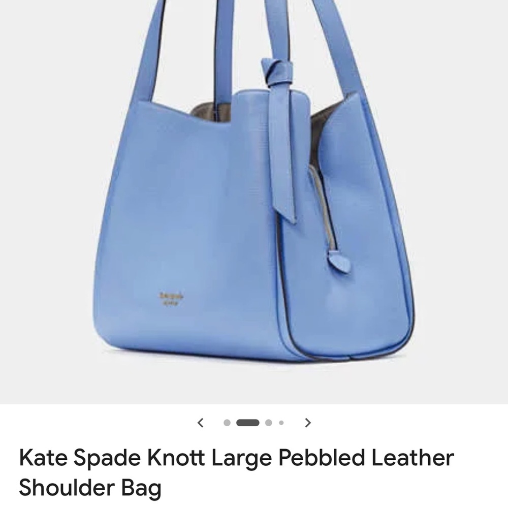 Kate Spade Light Blue Knot Large Pebble Leather Shoulder Bag - Picture 2 of 10